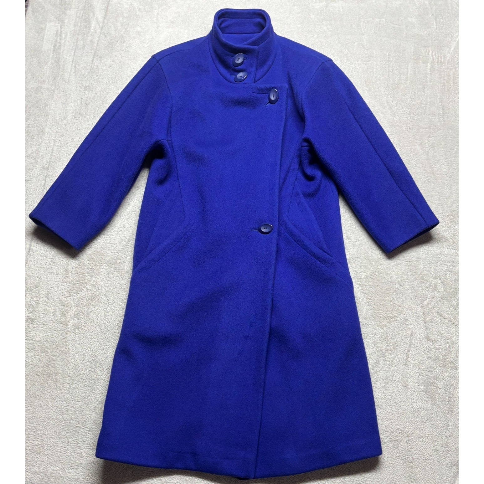 Vintage Raspini Wool Pea Coat Womens 8 Made In Usa Blue New York London Paris
